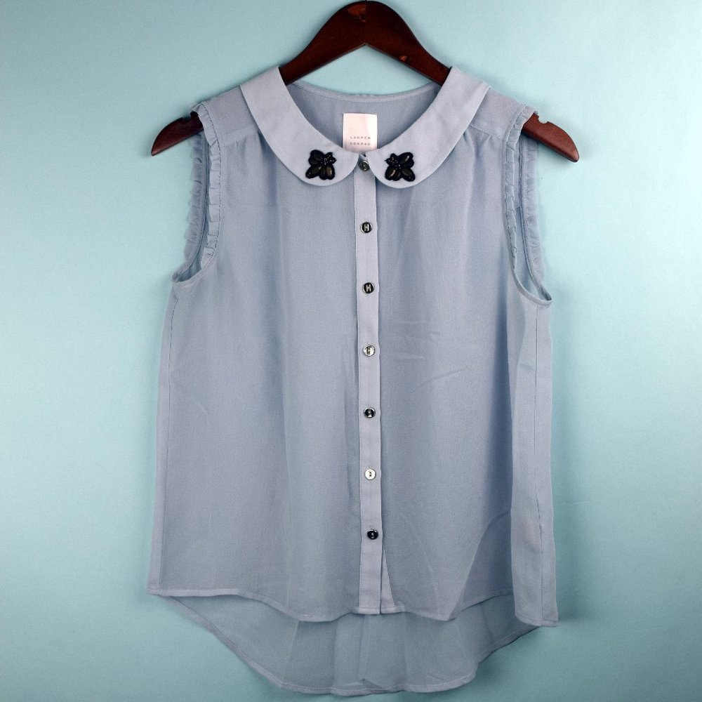 Lauran Conrad Light Blue Peter Pan Collar Blouse